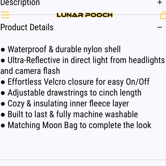 Lunar Pooch reflective dog hoodie - size 6 - iridescent reflective dog coat - Picture 7 of 14
